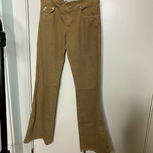 Bluejeanious Italian womens flare brown/green jeans